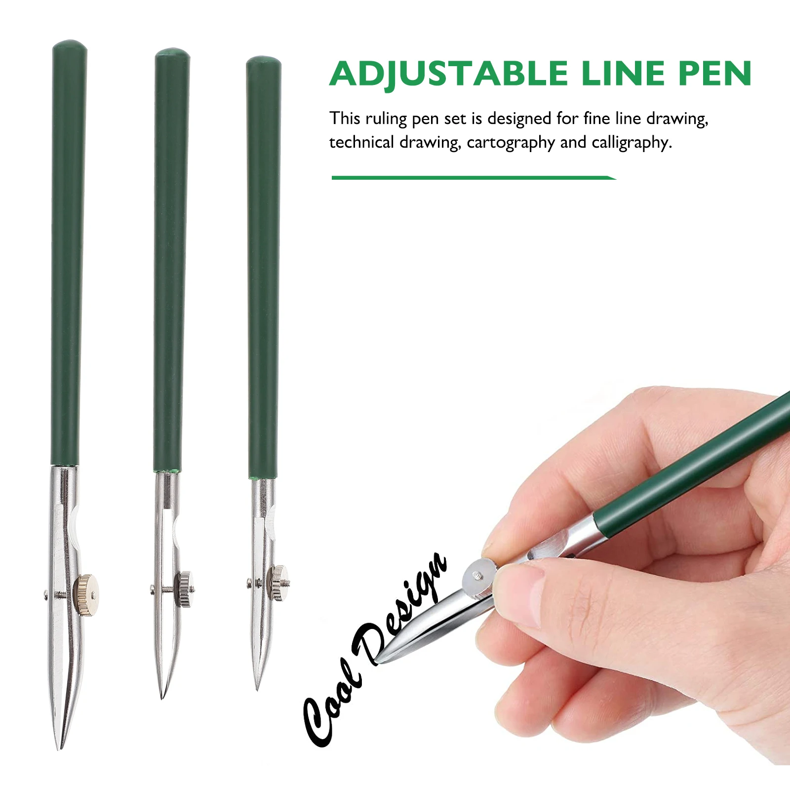 6pcs Adjustable Art Ruling Pens Fine Line Drawing Tools For Technical Art Stationery Masking Fluid Comic Painting Green Color