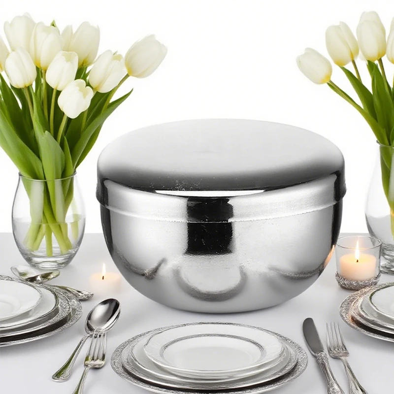 Bowl Korean Big Cooked Rice Bowl With Cover Single Layer Steamed Rice Bowl Child Anti-Scalding/fall Tableware Stainless Steel