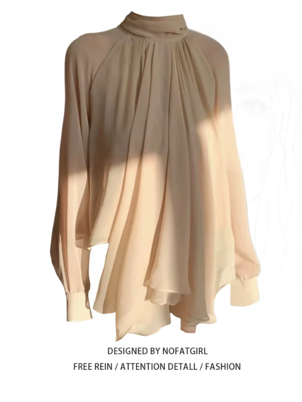 

Женская шифоновая блузка больших размеров с воротником-стойкой, свободного кроя, удобная, дышащая, в корейском стиле, для офиса, осенняя коллекция, модный дизайн