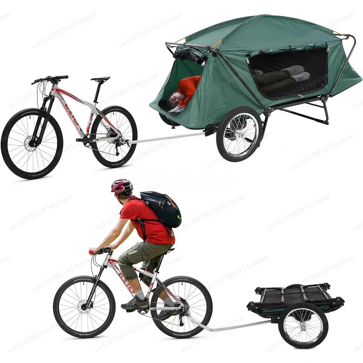 Off-Ground Tent Camping Trailer Outdoor Cycling Portable Camper Trailer Multifunctional Outdoor Camping Equipment