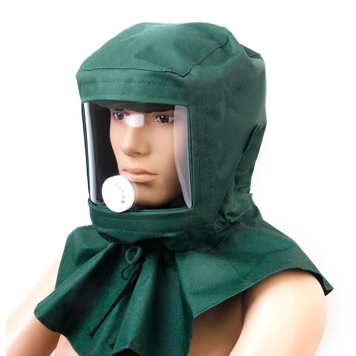 

Green Sandblasting Hood Mask Professional Windproof Sandblaster Protective Cap for Grinding Polishing Dust Heavy Duty Canvas