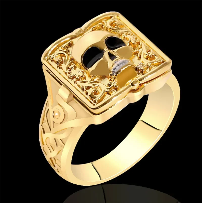 Punk Gold Color Silver Color Skull Carved Open Cap Pattern Dragons Rings for Men Engagement Party Jewelry Copper Whole Sale - Image 2