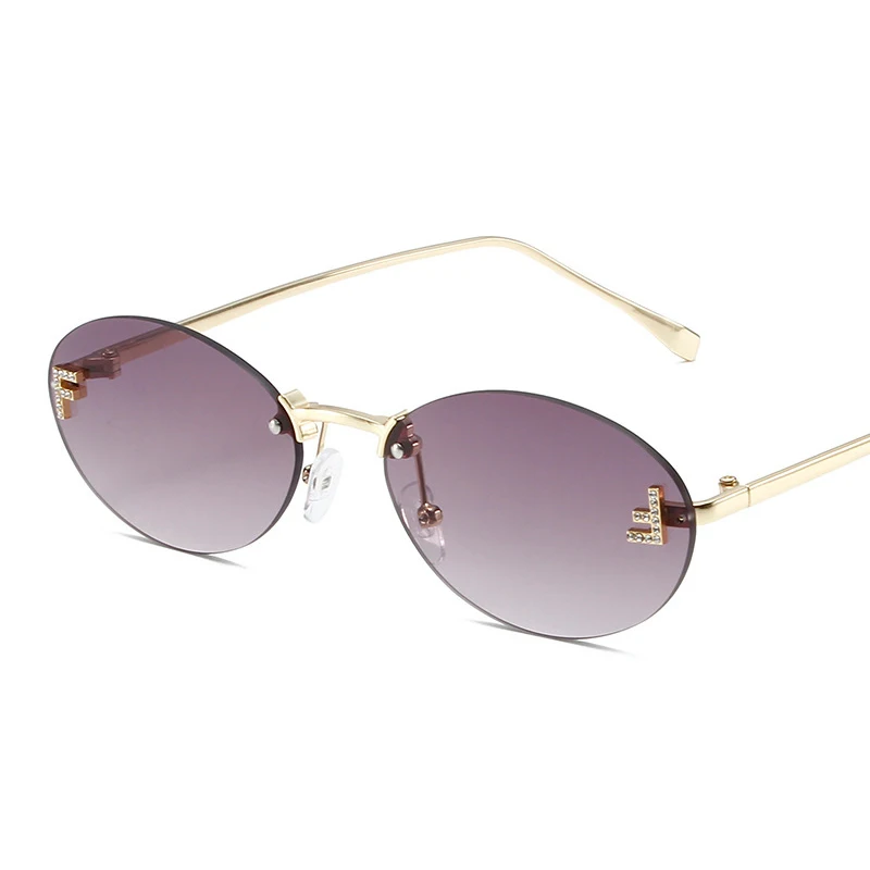 Personalized letter F sunglasses with diamonds, metal frame sunglasses, men\'s and women\'s metal hinge sunglasses