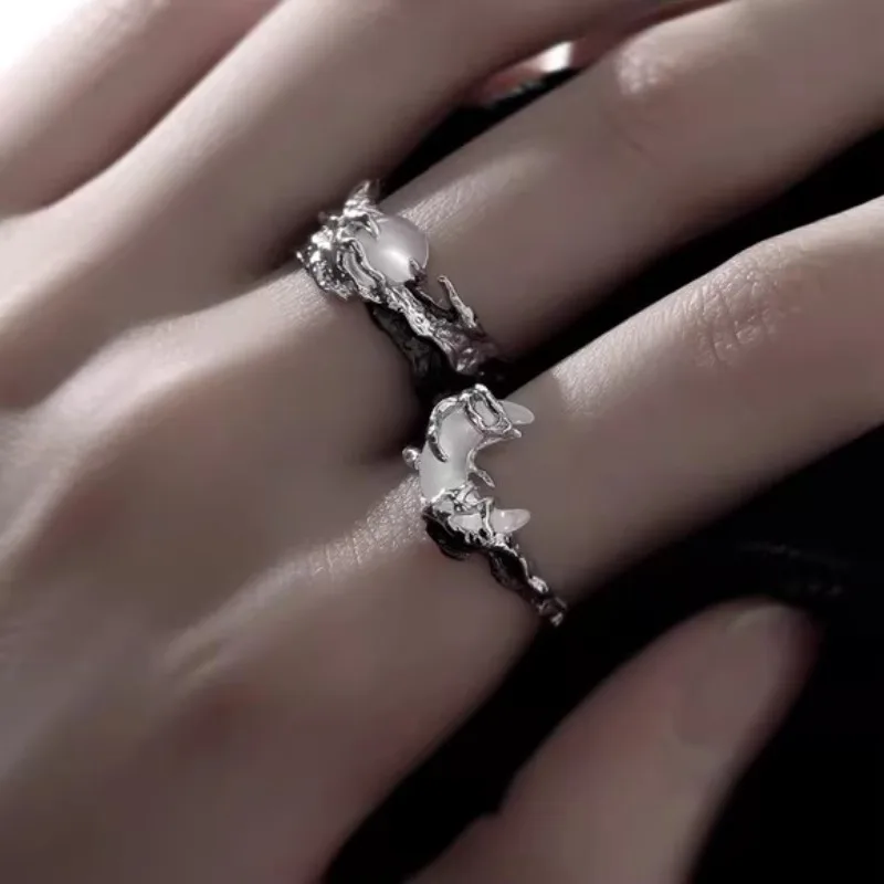 Vintage Y2K Irregular Sun Moon Open Ring, Adjustable for All