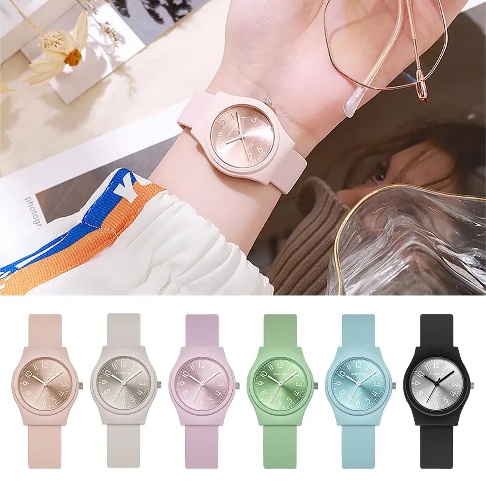 Candy Color Relógios De Pulso Para Mulheres, Quartz Watch, Silicone Band, Dial, Casual Ladies Watch, Fashion, 1Pc, A9J5