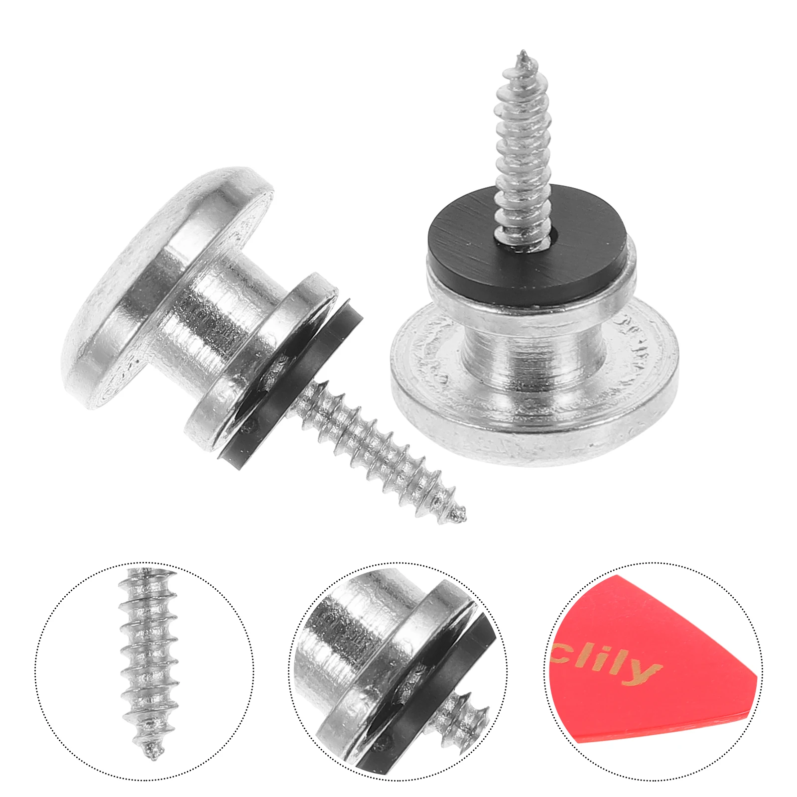 

2 Pcs Extra Large Guitar Strap Buckle Electric Pin Backs Zinc Alloy Metal Button