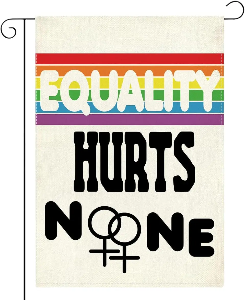 Pride LGBTQ Rainbow Garden Flag Inclusion Gay Transgender Equality Lesbian Bisexual Queer Pansexual Holiday Home Outside Out IIC