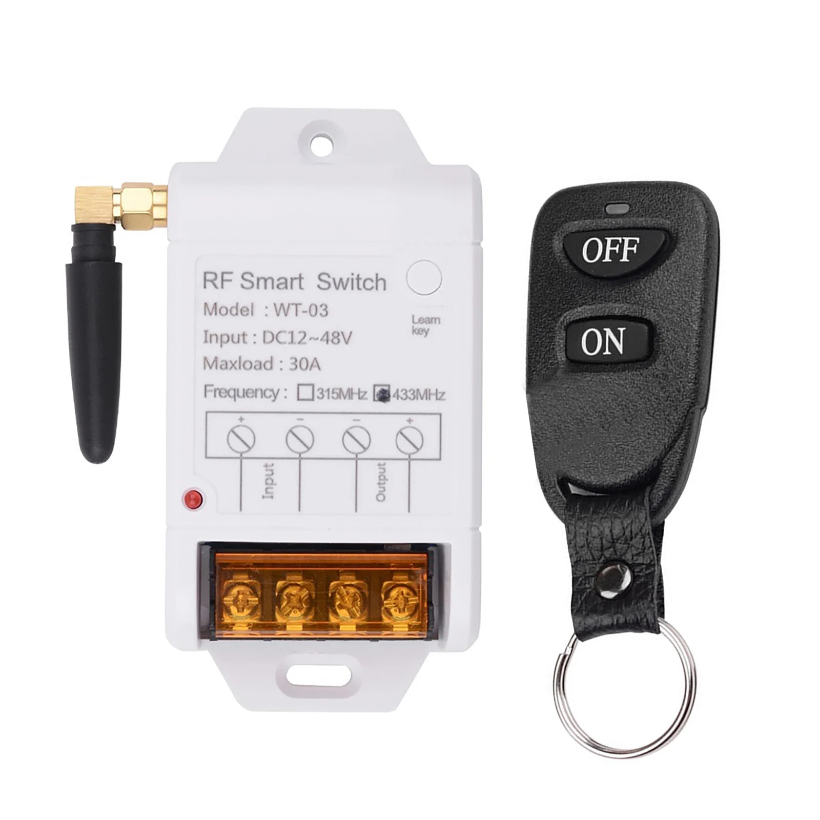 

High Power DC 30A Relay Remote Control Switch Wireless Receiver with 433mhz Remote Control for High-Power Water Pump Motor