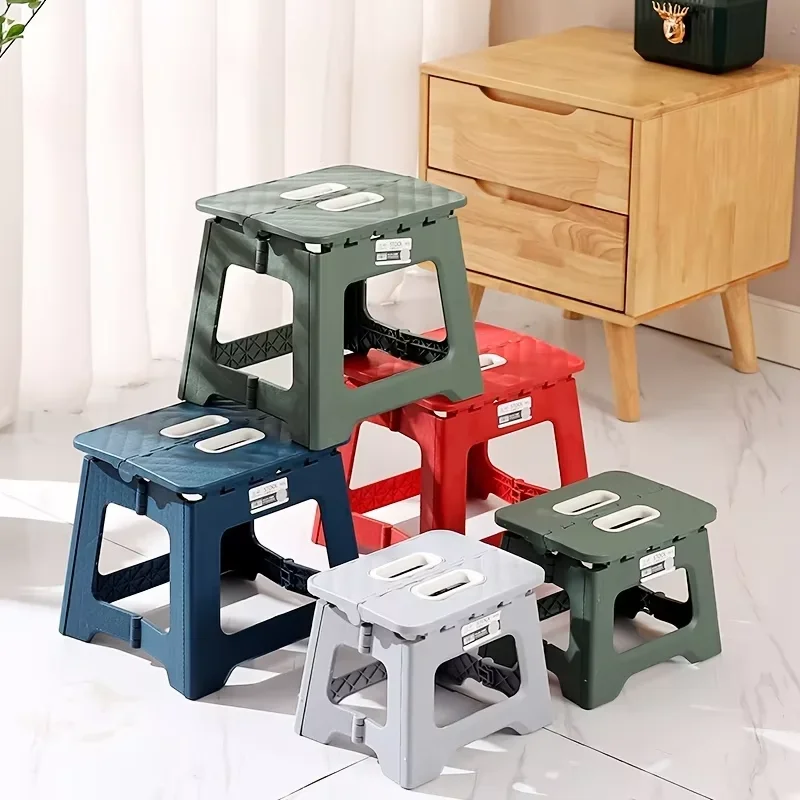 Lightweight Folding Step Stool Multi Purpose Handheld Thickened Footstool Non-Slip Plastic Small Benches Kitchen Storage Bench