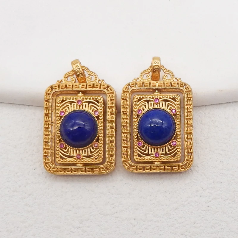 

1Pair Silver Gold Plated Natural High Quality Lapis Lazuli Gemstone Earring Beads, Jewelry DIY Making, Unique Gemstone Pair