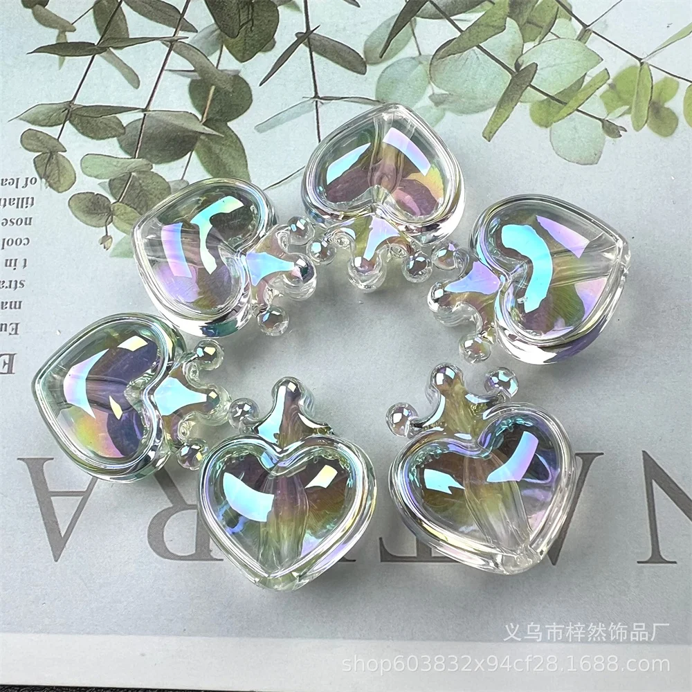 CH71 Transparent High Gloss Heart Crown UV Plated DIY Handmade Beaded Phone Chain Keychain Bag Bracelet Jewelry Accessories