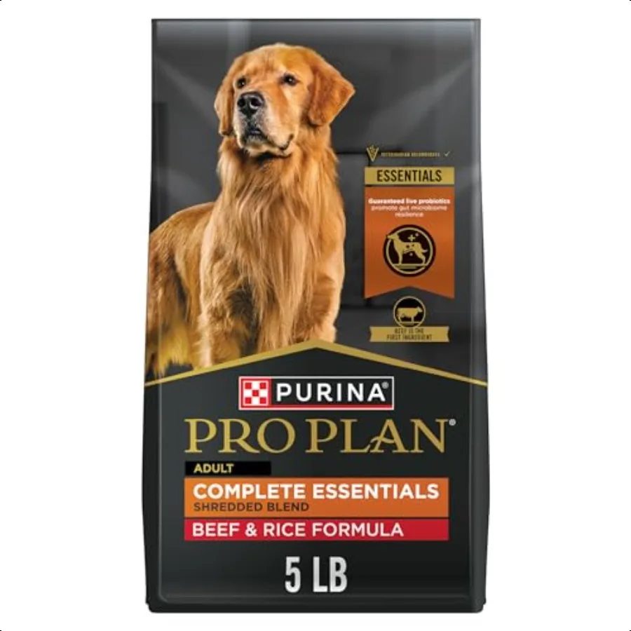 

Complete entials Shredded Blend Beef and Rice Dog Food Dry Formula with Probiotics for Dogs 5 lb. Bag