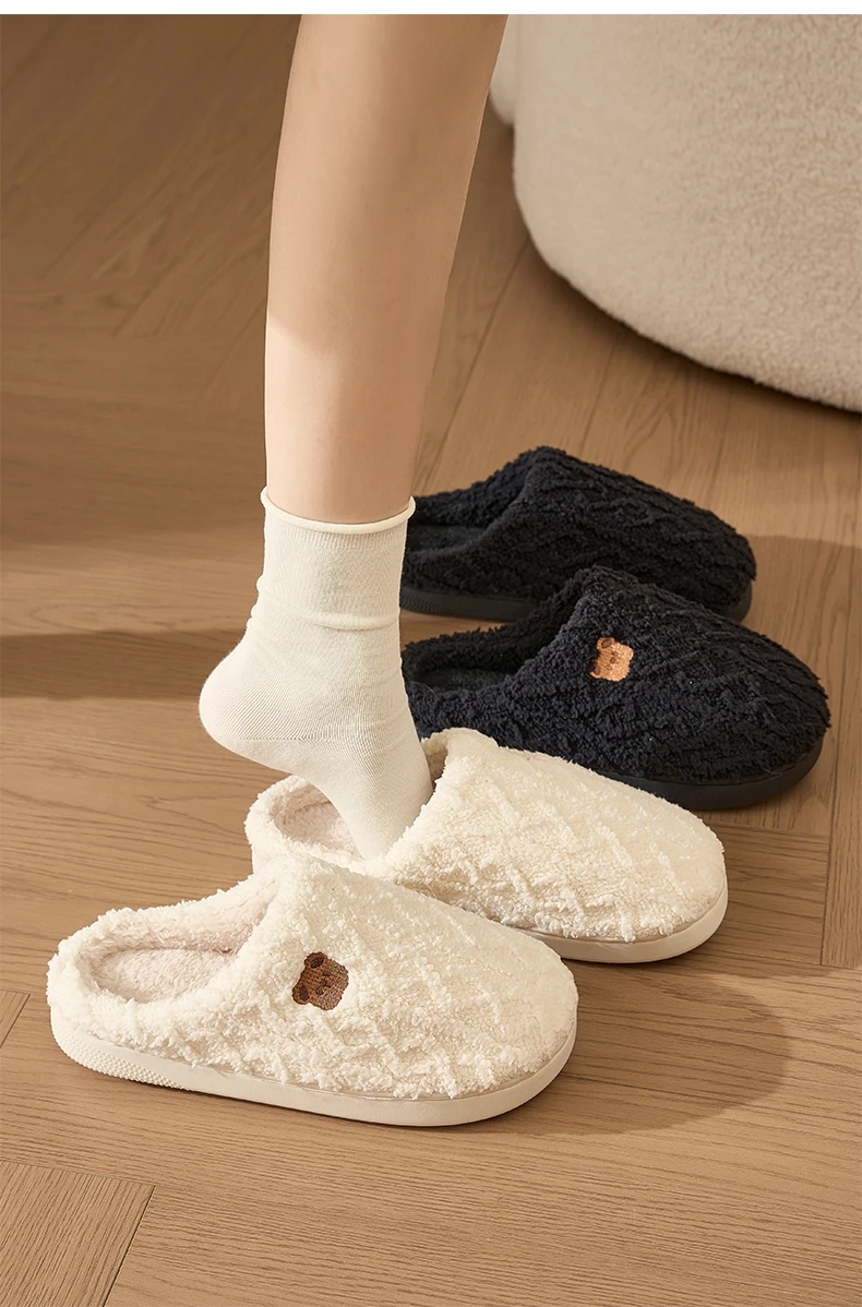 Damen-Hausschuhe aus flauschigem Memory-Schaumstoff, warm gefüttert mit Plüschfleece, gemütlich, weich, rutschfest, mit dicker Sohle, ideal für den Winter und Herbst. – Detail 12