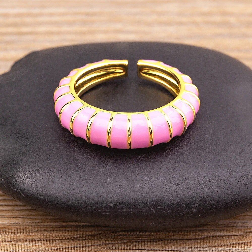 AIBEF New Fashion Enamel Oil Dripping Color Geometric Opening Adjustable Ring Women\'s Fashion Jewelry Party Charm Gift Wholesale