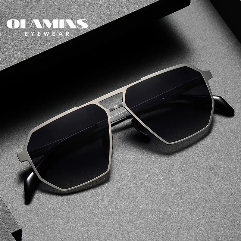 

OLAMINS 2024 Pure Titanium Men's Sunglasses Seiko Polarized Photochromic Outdoor Shades UV400 Original Brand Sun Glasses 50001