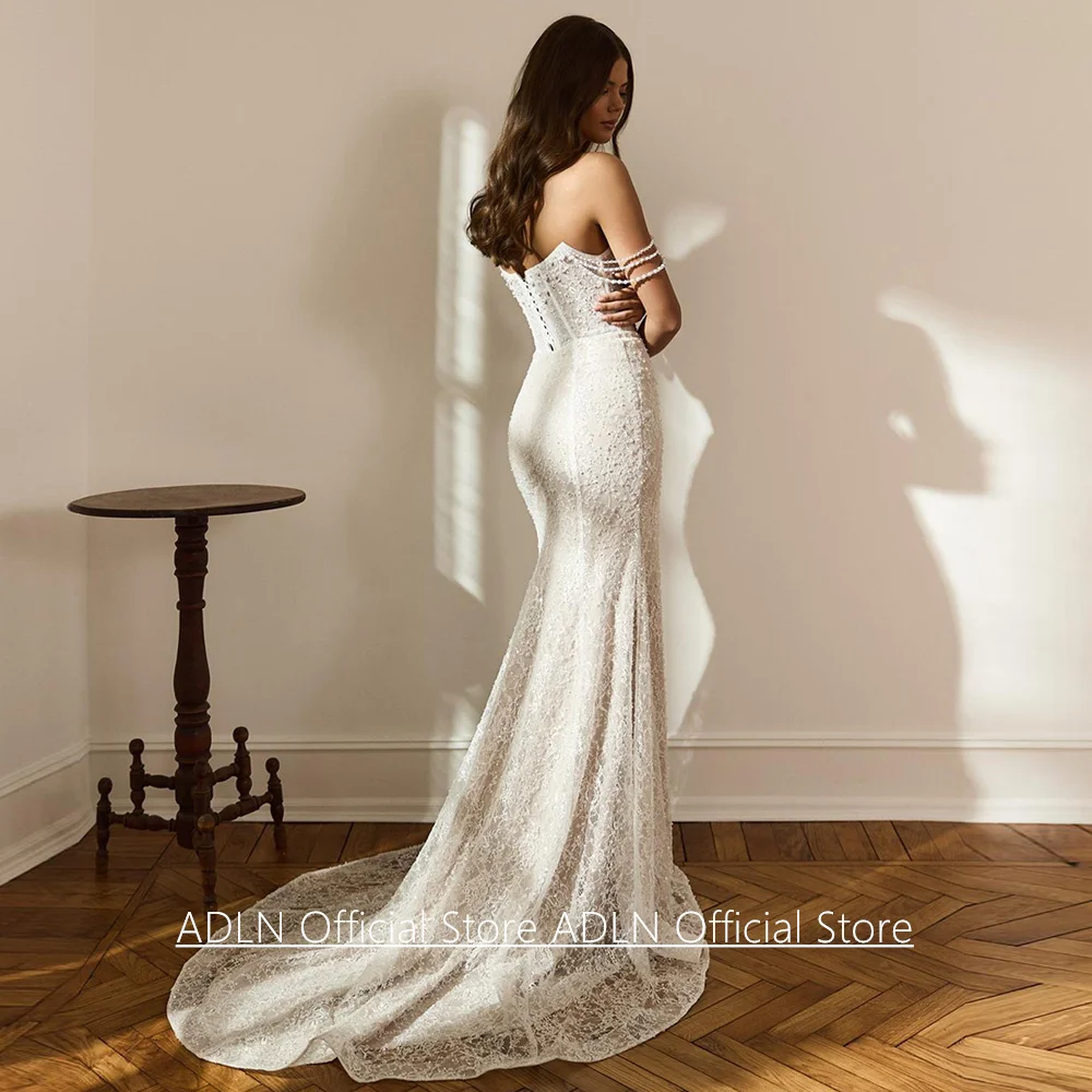 Corset Lace Wedding Dress Vestido De Noiva Customized Pearls Off Shoulder Sequined Sweep Train Bride Bridal Gown for Lady