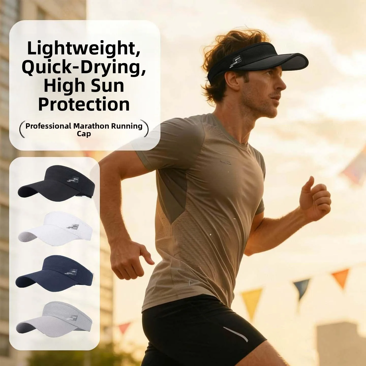 Marathon Professional Running Cap Men's Quick Dry Sweat Absorption Sun Protection Hat Outdoor Sports Foldable Empty Top Hat