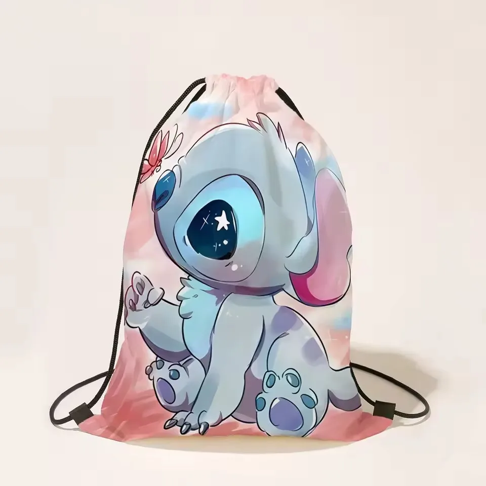 Kawaii ديزني غرزة أنيمي الرباط حقيبة الطباعة حقيبة سفر لطيف للتسوق اليوغا على ظهره المرأة الكرتون الرياضة الصالة الرياضية Sackpack