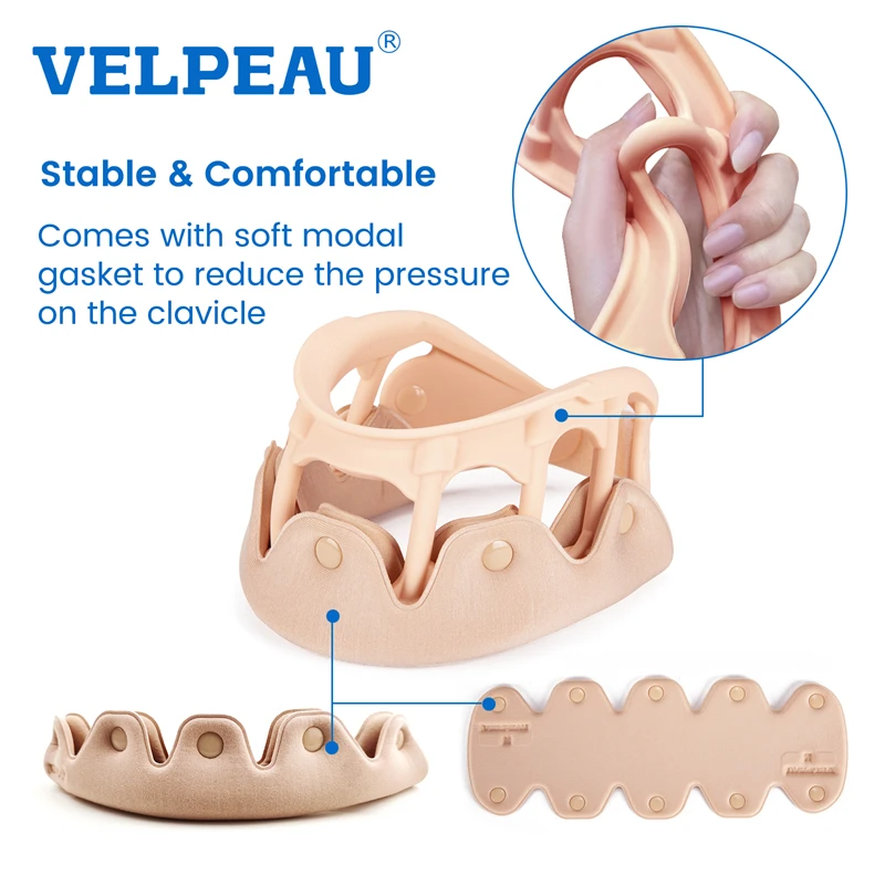 VELPEAU-Soporte de cuello de silicona para la presión de la columna vertebral, cuello Cervical rígido y alivio del dolor, transpirable e impermeable