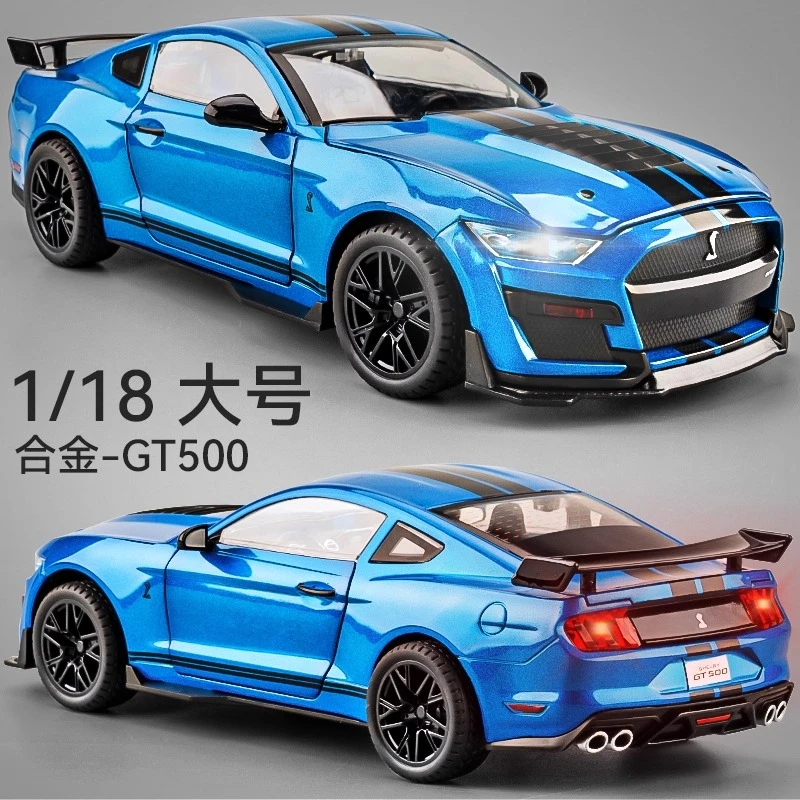 

1:18 GT500 модель спортивного автомобиля, игрушечный сплав, литые под давлением двери, открытые модели транспортных средств, украшения, световой звук, подарки на день рождения для мальчиков