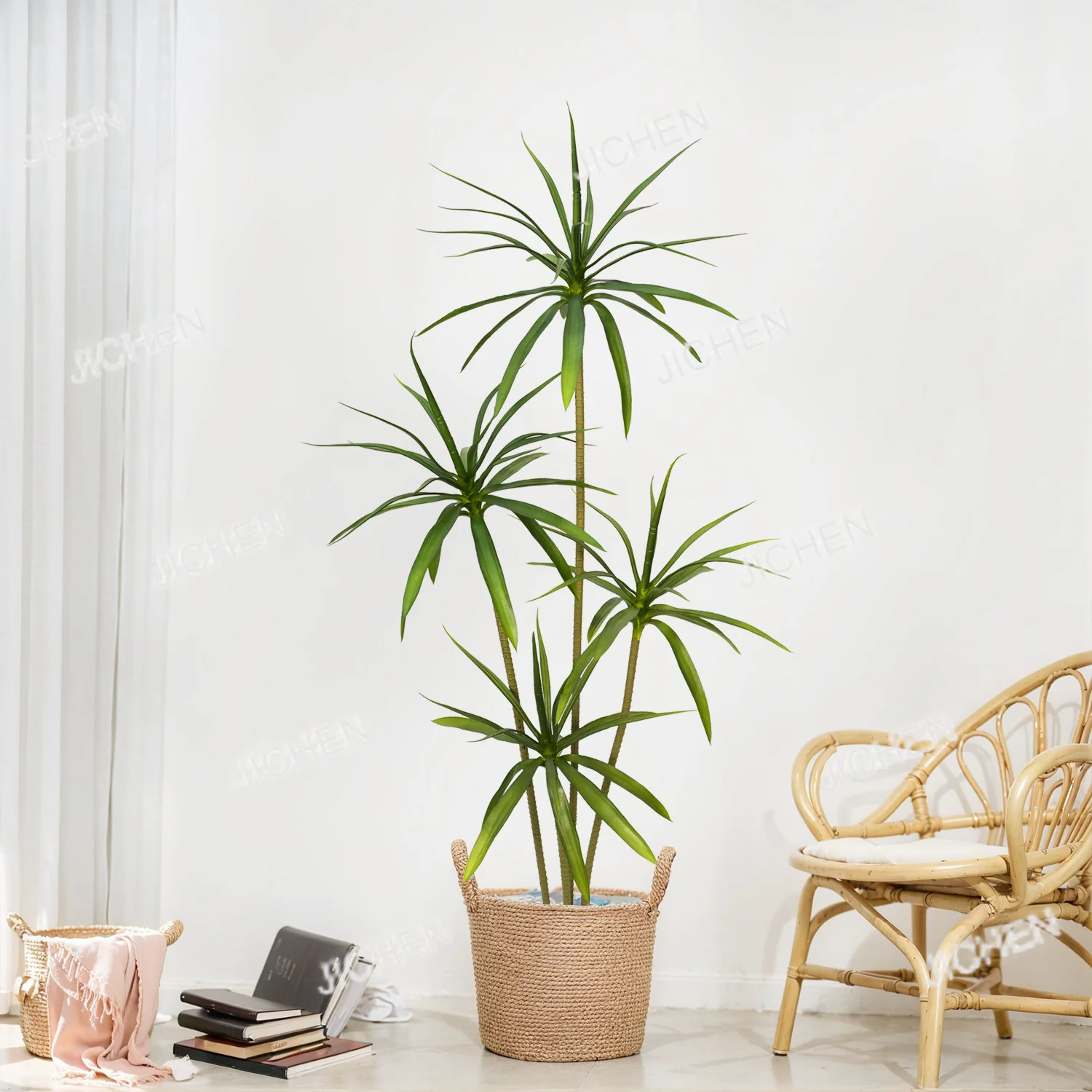 

Большое искусственное растение: имитация агавы (древесины) в горшке, декор для магазина одежды, интерьера гостиной, напольное украшение