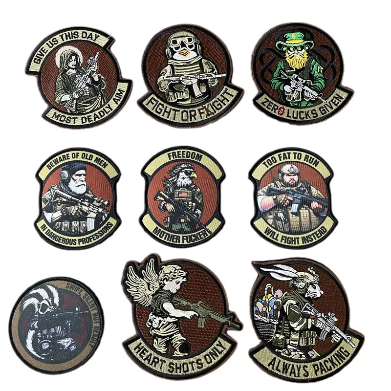 

Army Soldier Tactical Patch M4 Rifleman Morale Badge Printing Patches Hook and Loop Old Man Fat Man Military Backpack Sticker