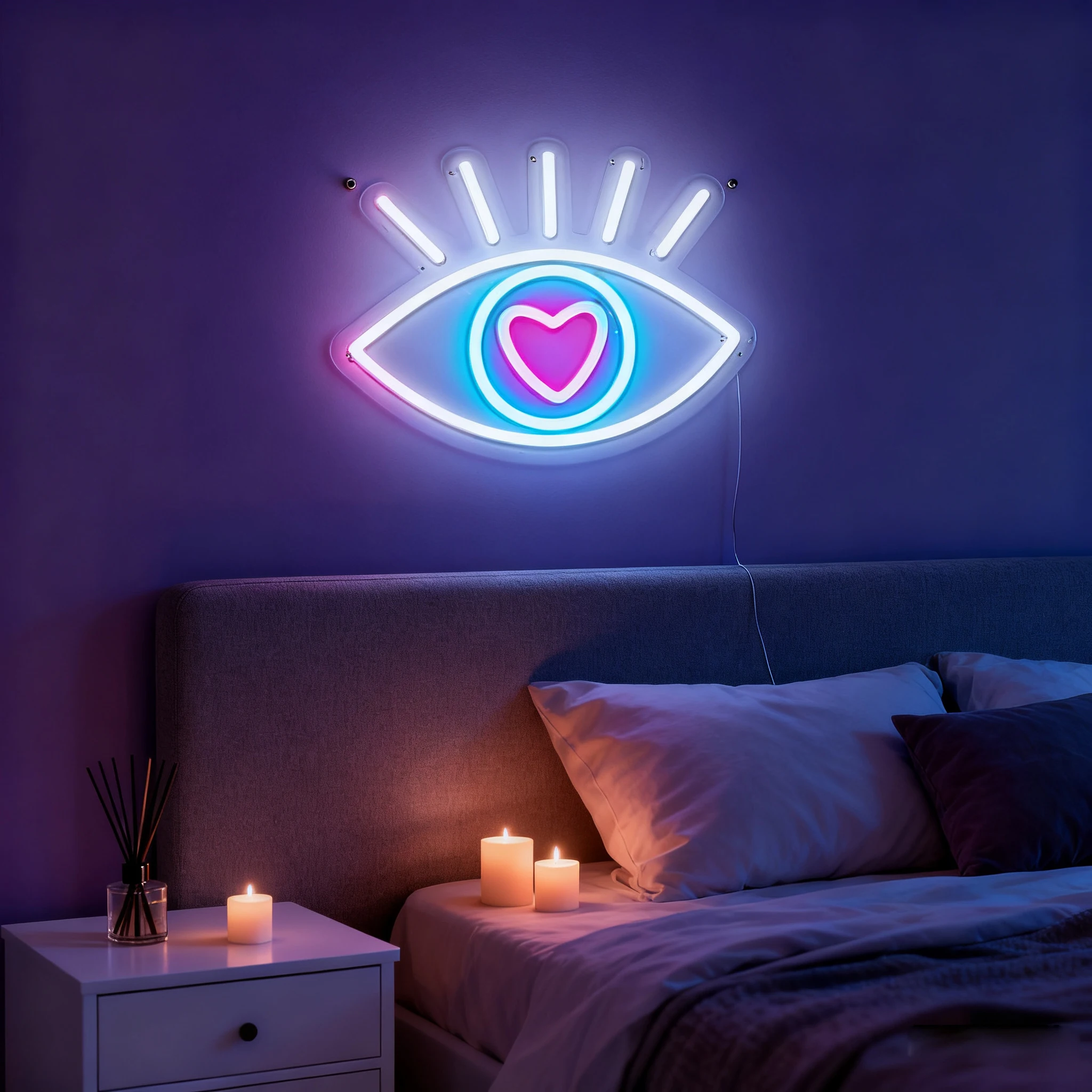 لافتة نيون على شكل قلب العين - ديكور حائط LED ملون لغرفة النوم والبار والاستوديو الفني | الضوء الروحي الذي يعمل بمنفذ USB | هدية فريدة من نوعها لبوهو #5