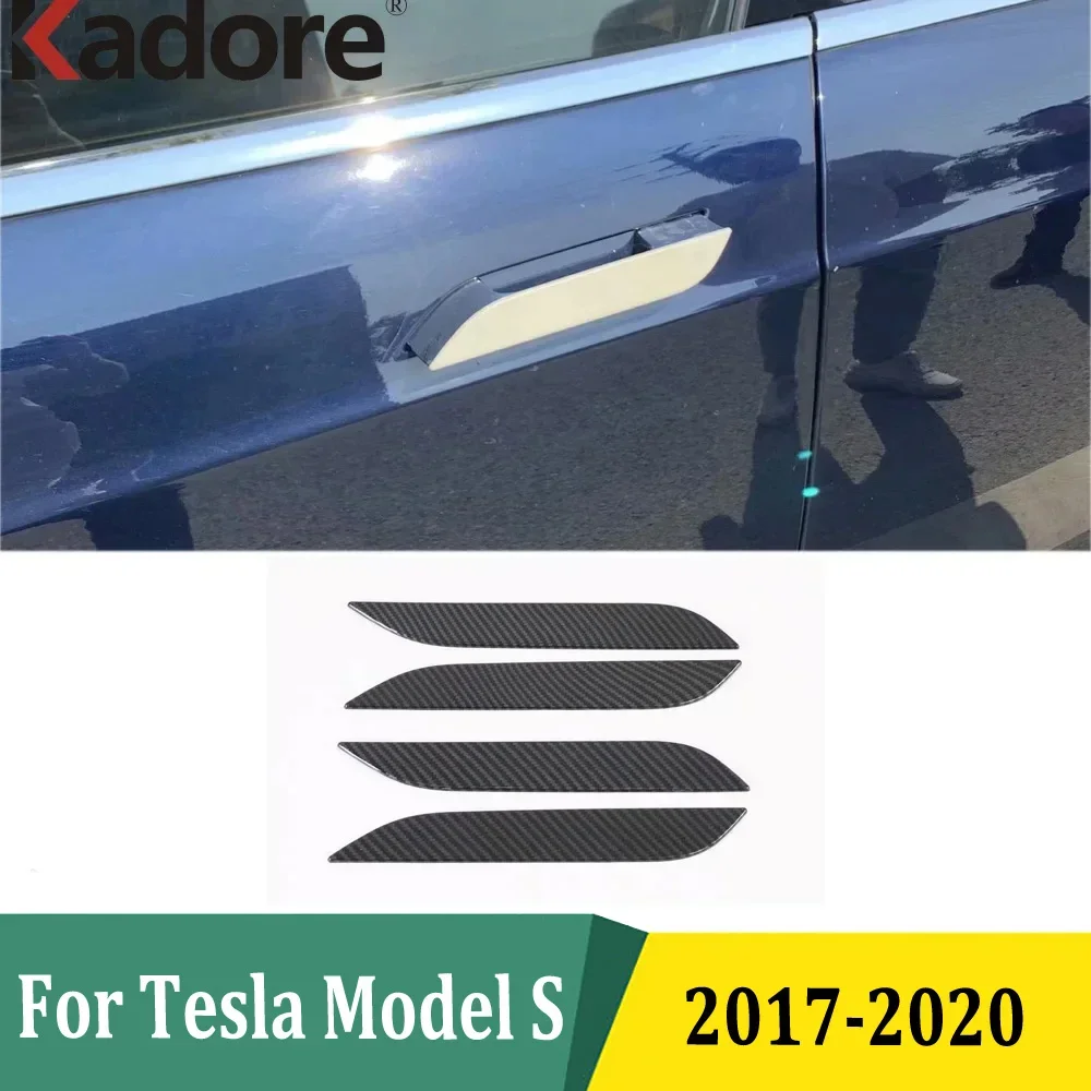 

Для Tesla MODEL S 2017 2018 2019 2020 ABS углеродное волокно, боковая дверная ручка, накладки, внешние аксессуары для стайлинга автомобилей