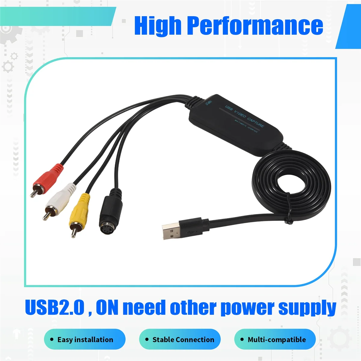 A25UUSB 2.0 Video Capture Card Single Channel USB Capture Card AV Capture Device Drive-Free Digital Converter