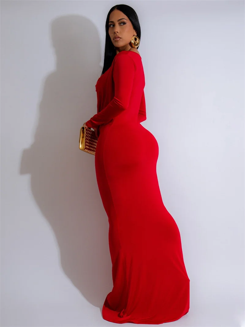 Elegante Geraffte Tiefen V-ausschnitt Langarm Bodycon Maxi Kleid Frauen Abend Nachtclub Party Promi Prom Meerjungfrau Lange Kleider Robe