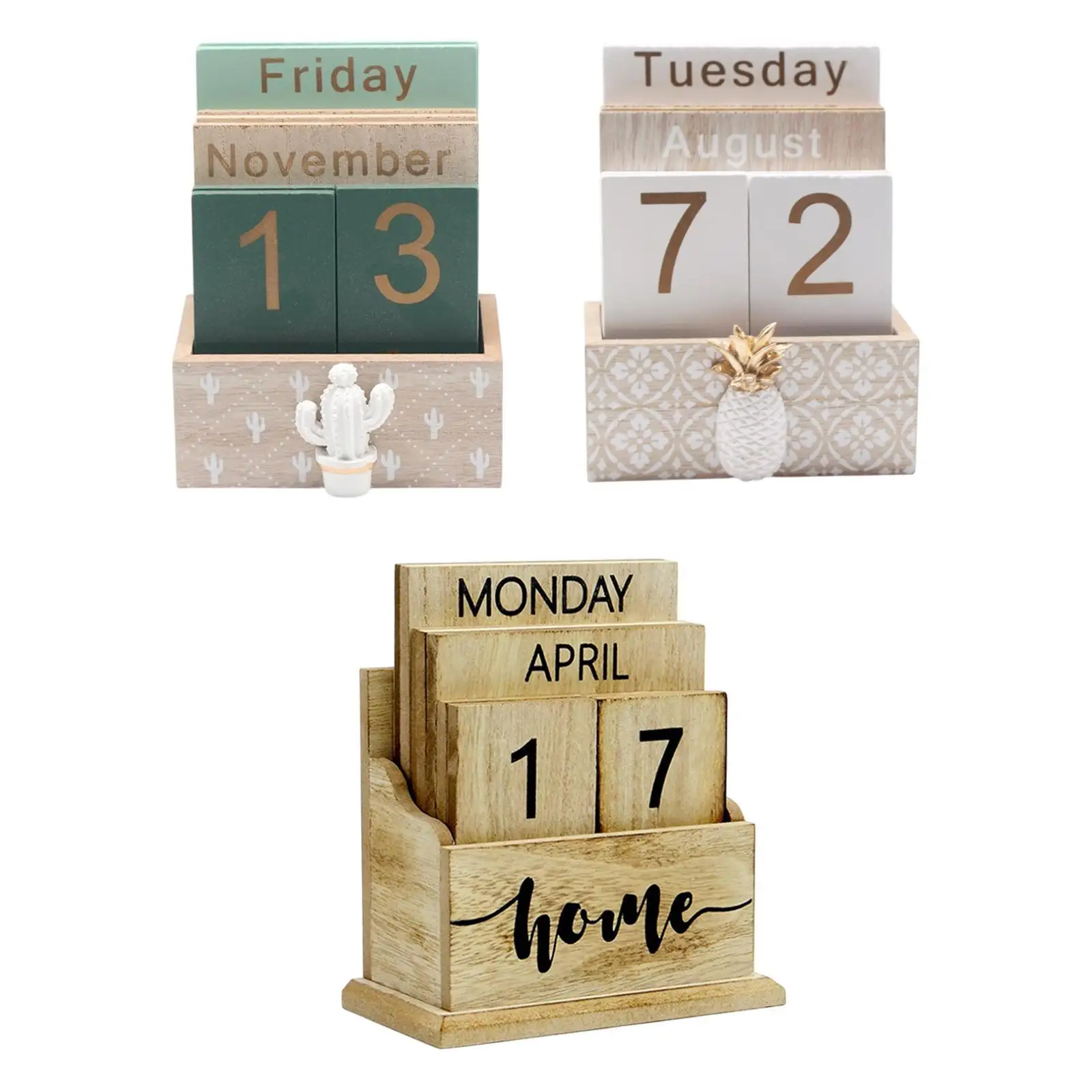 

Деревянный блок Календарь Настольный Деревенский День Рождения Настольный Вечный Календарь Деревянный