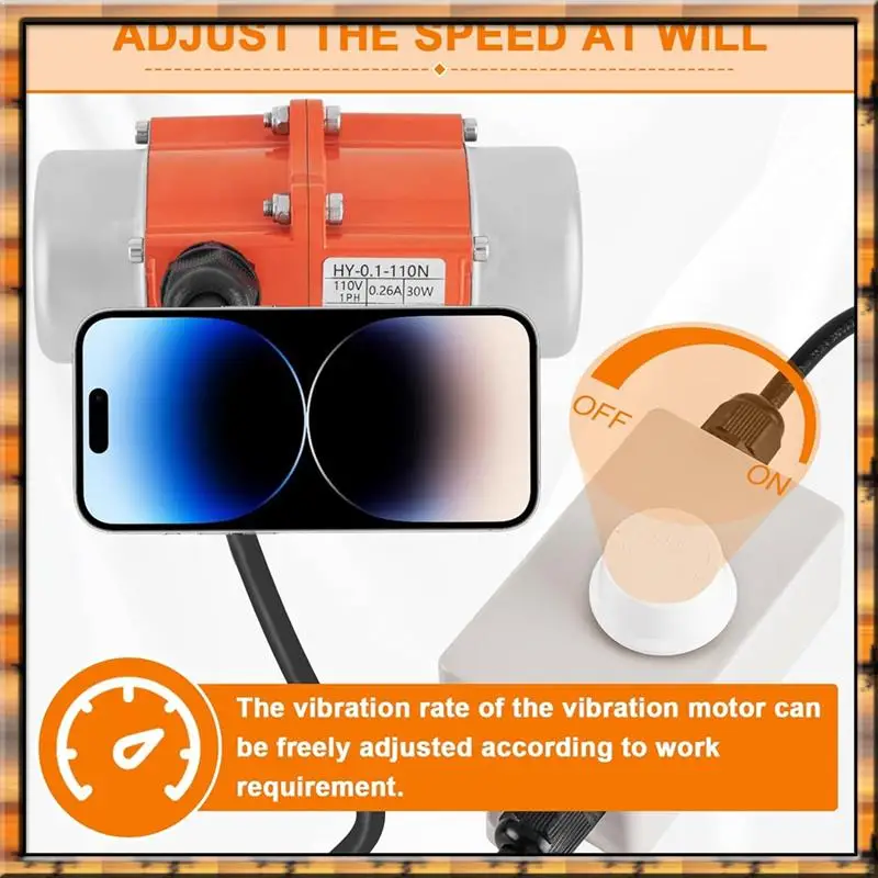 A78K New 30W Concrete Vibrator Screen, Vibration Motor With Speed Controller, Waterproof 3600RPM For Sand Shaking Table US Plug