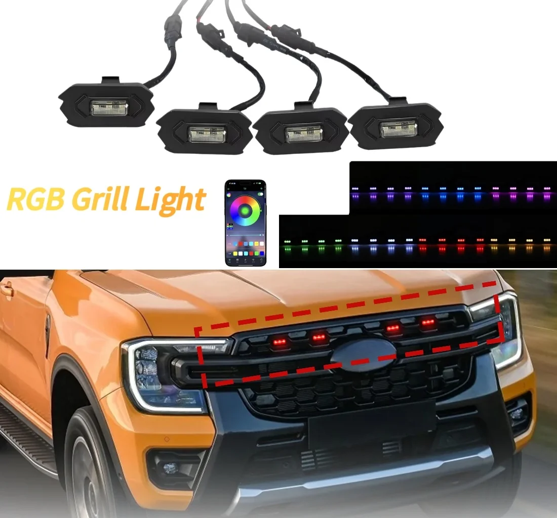 

RGB Grill Lamp For Ford Ranger Wildtrack T9 2023 2024 2025 Car Front Grille LED Light Fornt Bumper Daytime Driving Lamp