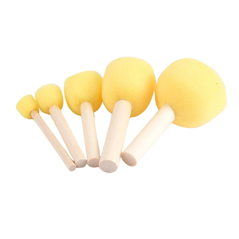 Pack Of 30 Round Foam Sponge Paint Brush Set - Stencil Brush Value Pack - 5 Different Sizes - Great For Kids Arts And Crafts, St