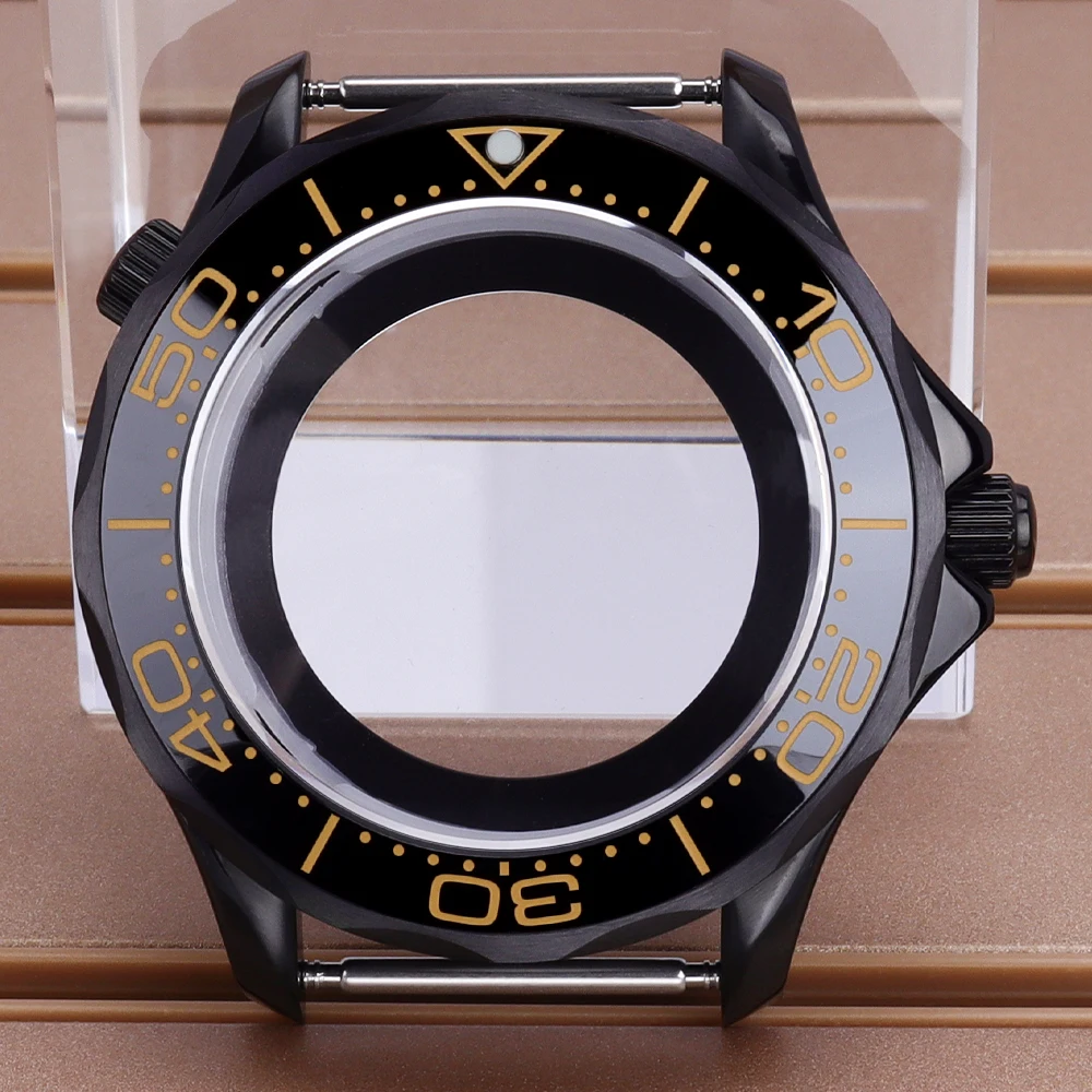 

NH35 41MM Men's Black Watch Case Sapphire Glass For Mod Seamaster 300 NH34 NH35 NH36/38 Automatic Movt Waterproof Repair Parts
