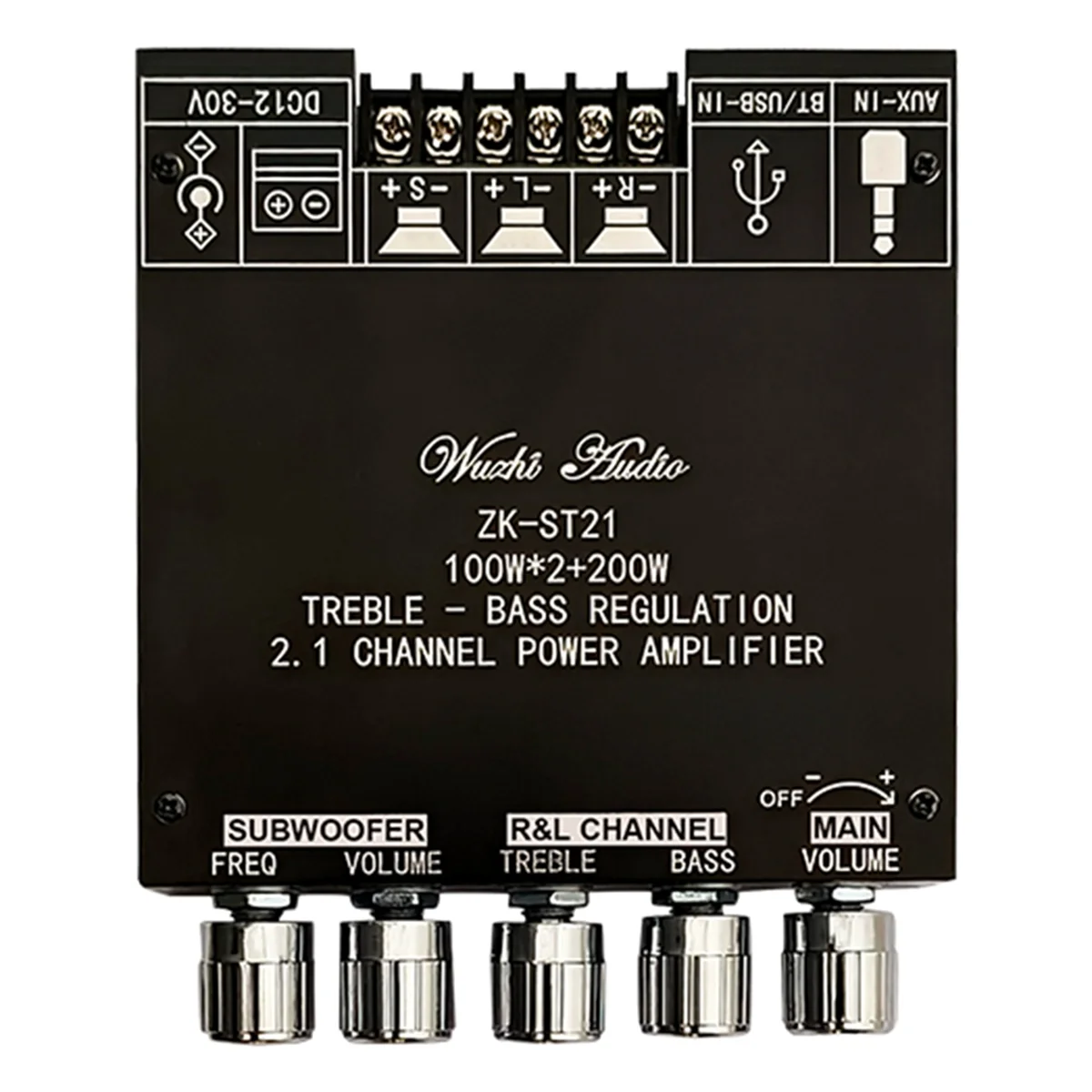ZK-ST21 Bluetooth Digital Amplifier Board 2.1 Channel 100Wx2+200W Subwoofer Chip TPA3221 HiFi Stereo Amplifier Board(B)