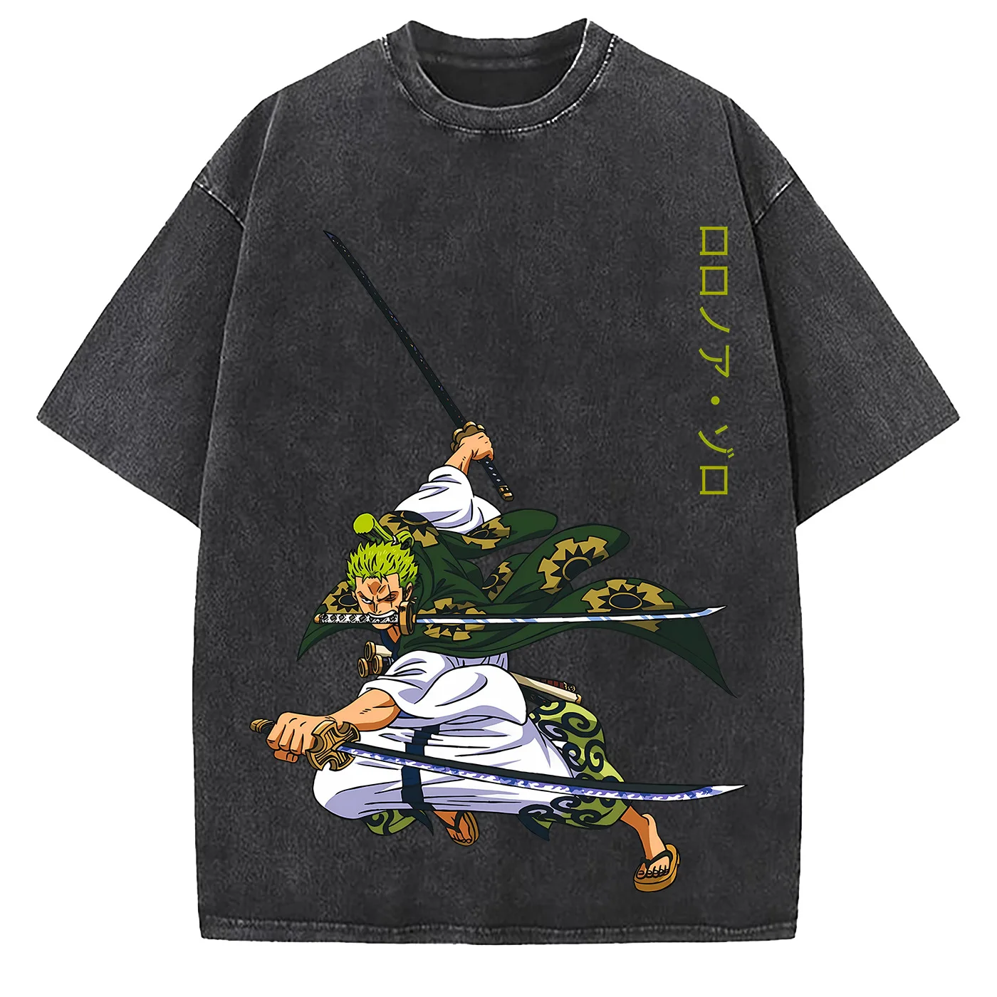 One Piece Sanji Chef Skull Printed T-shirt Men's and Women's Washed T-shirt High Quality Vintage Cotton T-shirt Harajuku Tops