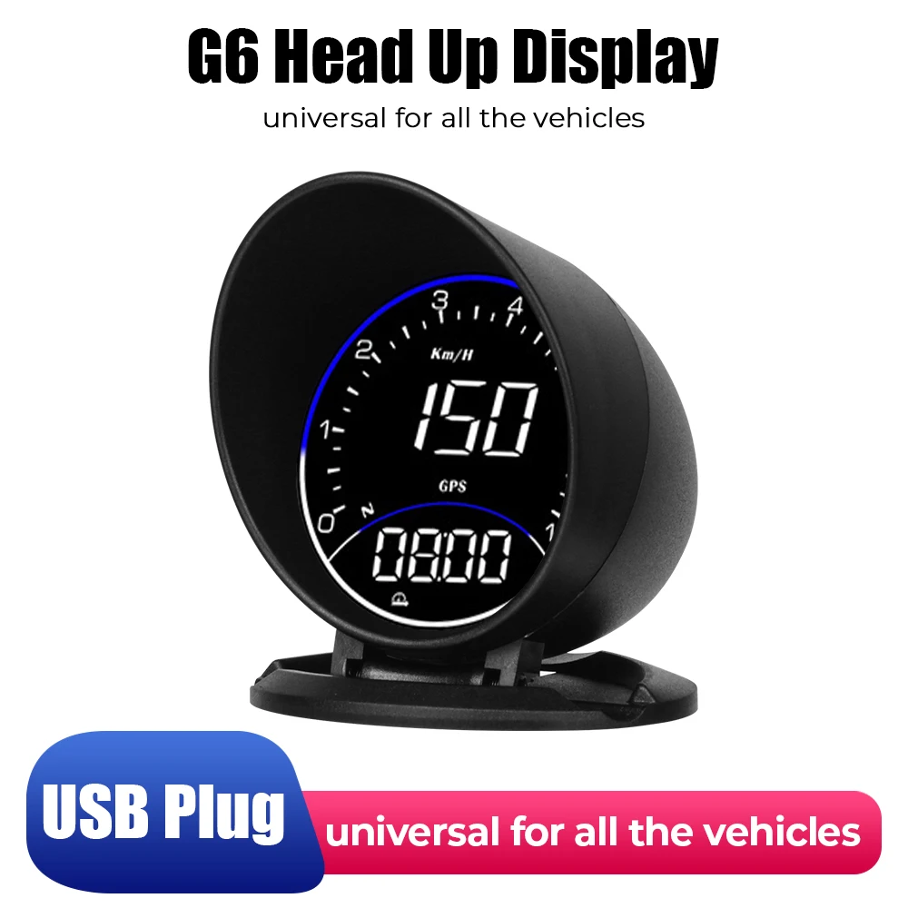 

Speedometer Mileage G6 HUD RPM MPH Car Head Up Display Digital Clock Altitude Meter With Ambient Light Alarm Set