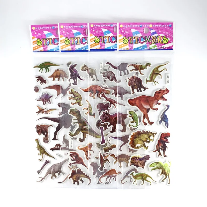 8 Sheets/Set 3D Dinosaur Stickers DIY Bubble Sticker for Kids Scrapbook Decoration Toys Children Boy Birthday Gift