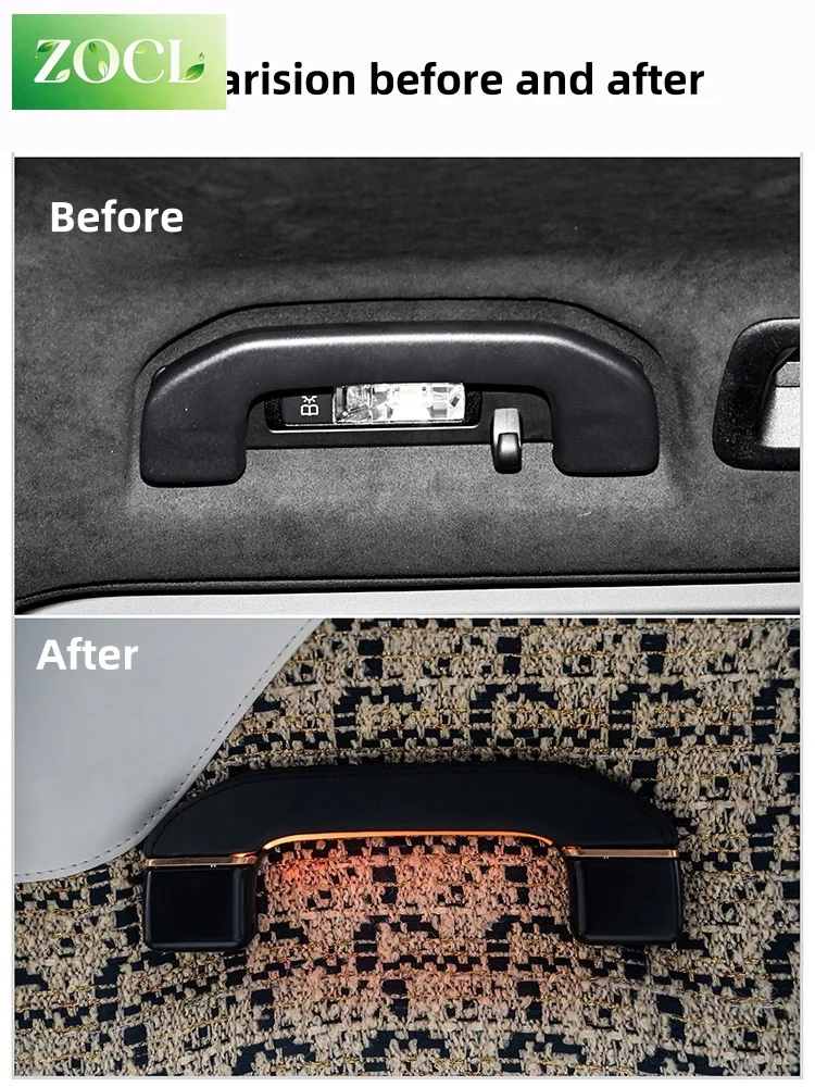New 4PCS Led Luminated handle Genuine Leather Ceiling Handle For Mercedes Benz G Class 2019 2020 2021 2022 2023 2024 Accessories