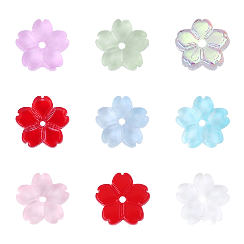 

20Pcs 11mm Colorful Glass Flower Beads Loose Spacer Beads Charm for Handmade DIY Craft Needlework Garment Sewing Accessories