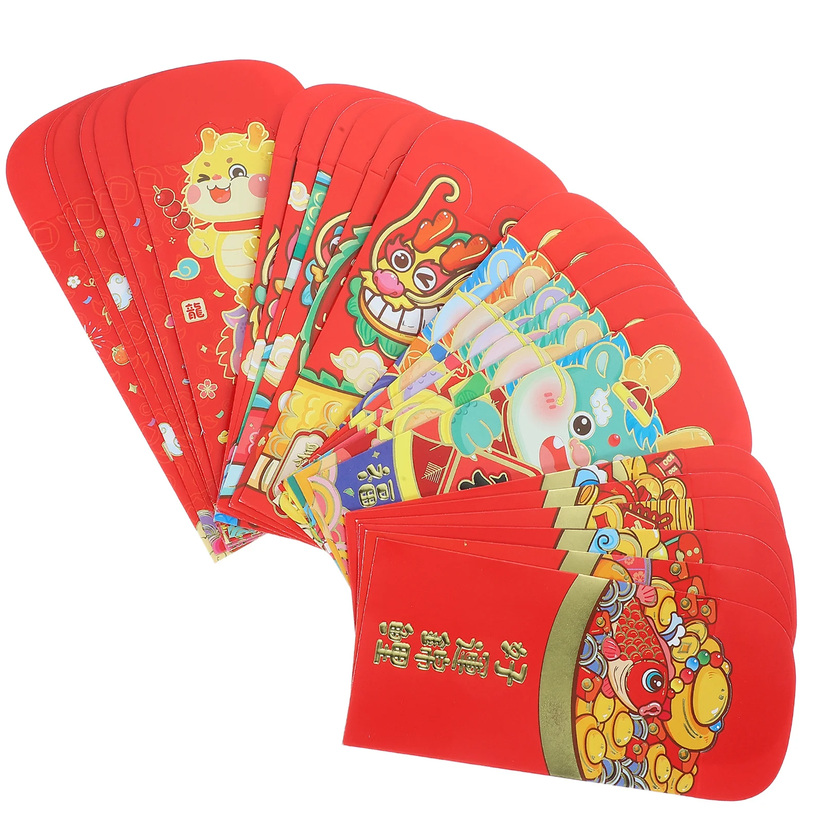 

24Pcs Chinese Style Red Envelope Pouch 3D Cute Pattern Spring Festival Money Bag for New Year Blessings Gifts Red Envelopes