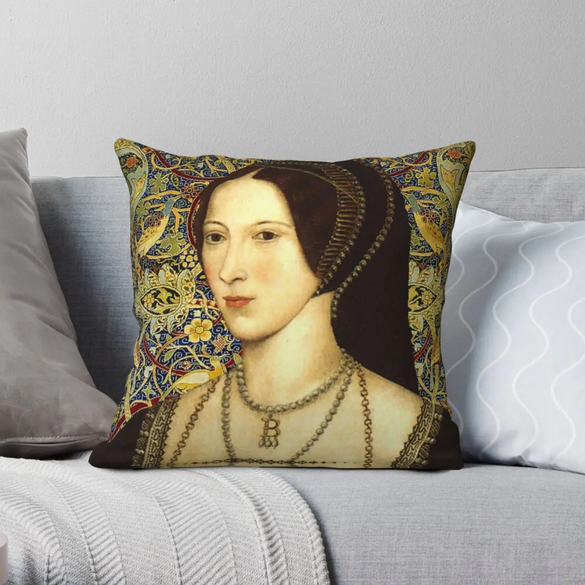 

Anne Boleyn Queen Of England Pillowcase Polyester Linen Velvet Printed Zip Decorative Bed Cushion Cover 18"