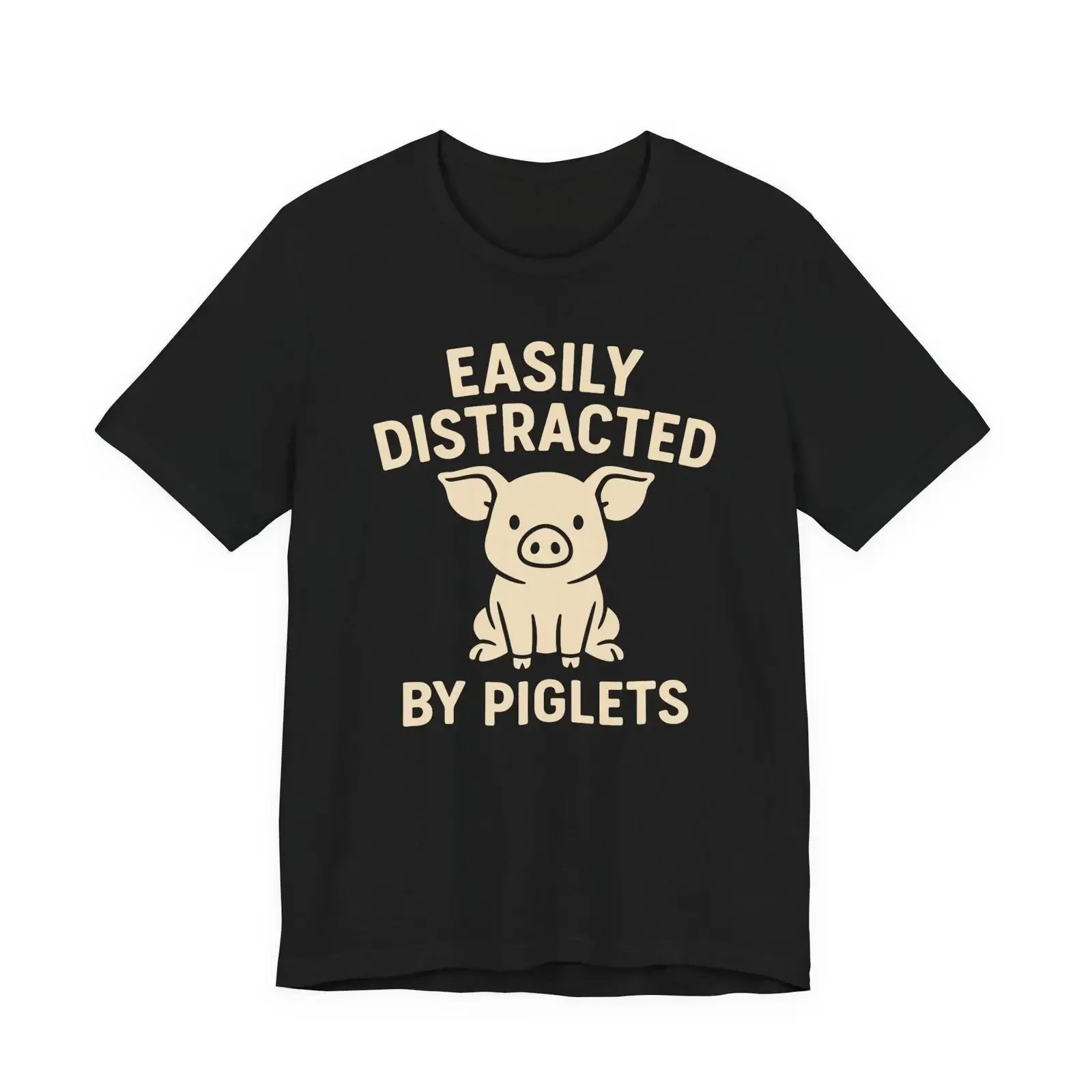 Easily Distracted by Piglets T Shirt Funny Farm Animal vintage Washed Casual Slightly streetwear Soft fashion