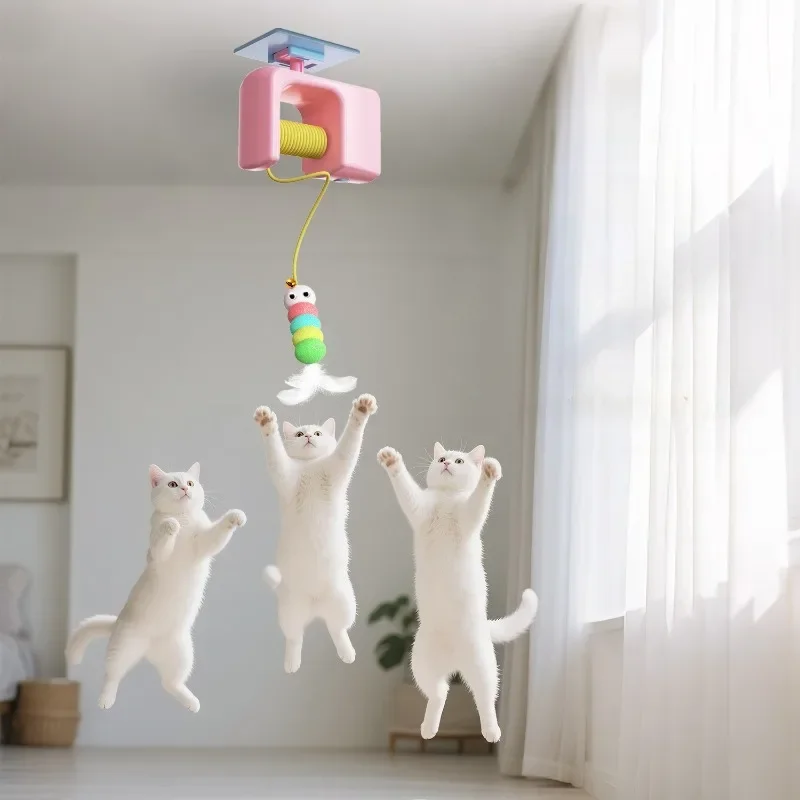 Interaktives Katzenspielzeug Raupen-Design Fliegender Vogel Hängendes Selbstspielzeug für Katzen im Innenbereich Kätzchen Spiel- und Jagdspielzeug