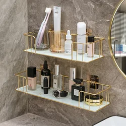 Gold storage rack without punching bathroom shower gel storage rack cosmetics and toiletries storage bathroom organizer shelves