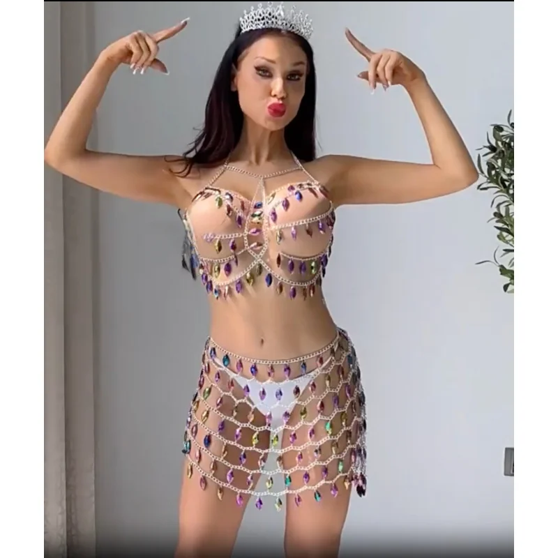 

Body Jewelry Chest Chain Sexy Skirt Women's Sexy Bikini Bra Chain Nightclub Performance Party Costume Waist Chain