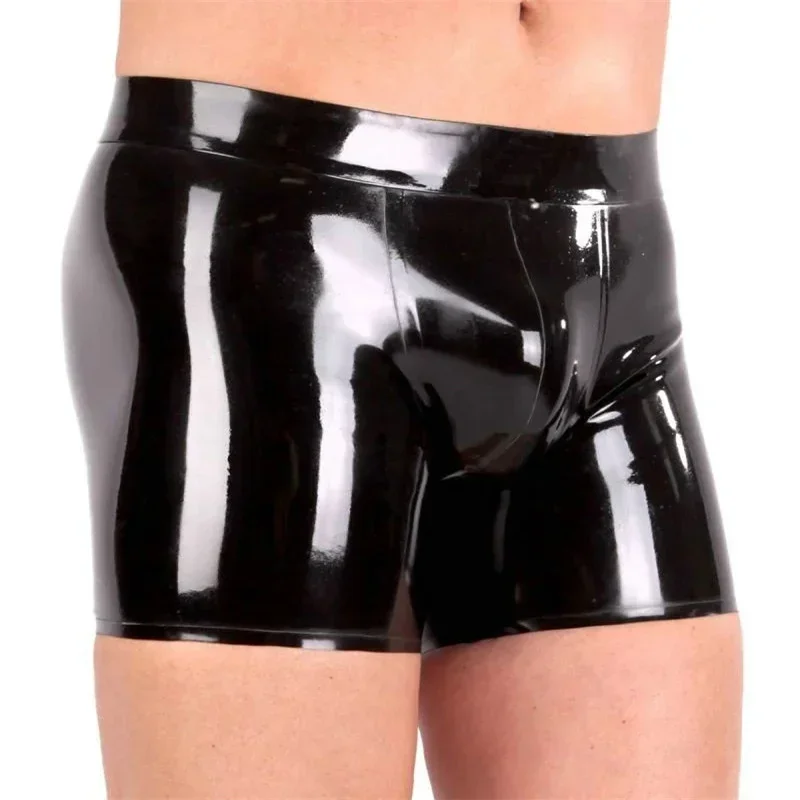 Latex Panties Sexy Men Underwear Fetish Male Short Pants Boxer (No Zip)