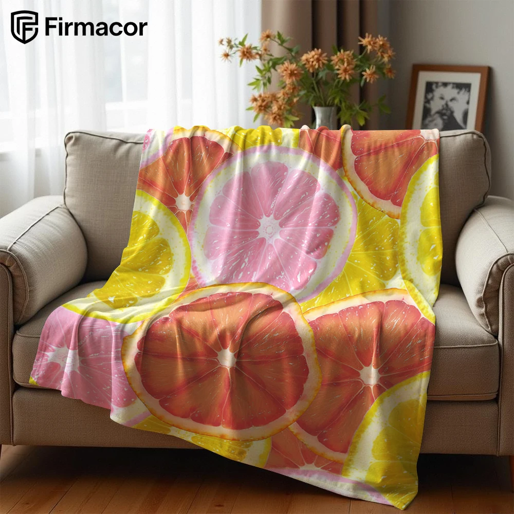 Fruit Slices Cartoon Anime Print Flannel Blanket Soft Warm Throw for Kids Bedroom Sofa Bed Christmas Office Car
