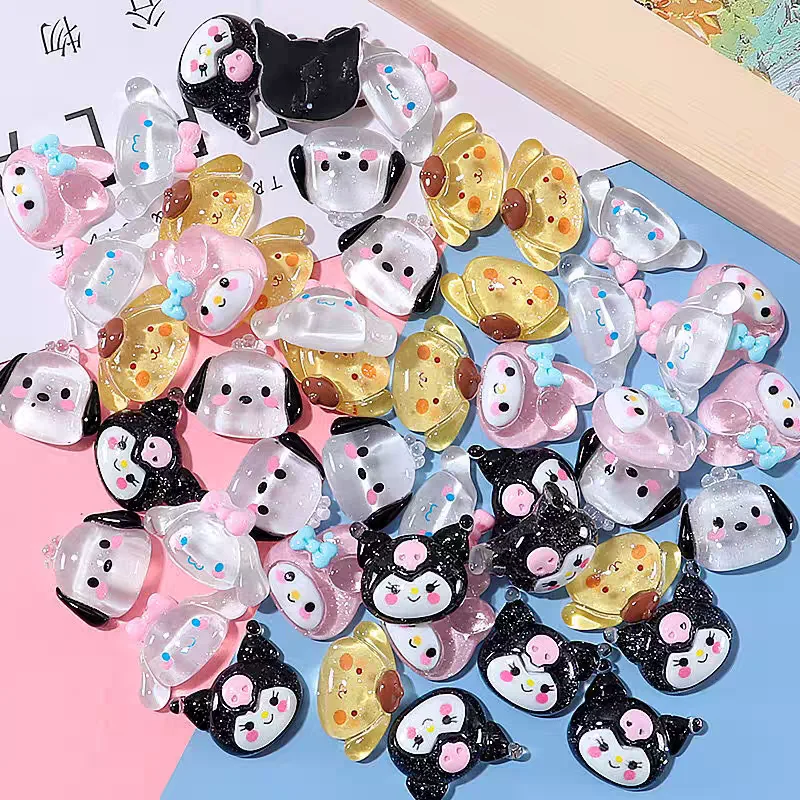 70Pcs Kuromi Nail Art Decor Kawaii Pochacco My Melody Cinnamoroll Gems Charms Jewelry for Manicure DIY Nail Rhinestone Gift